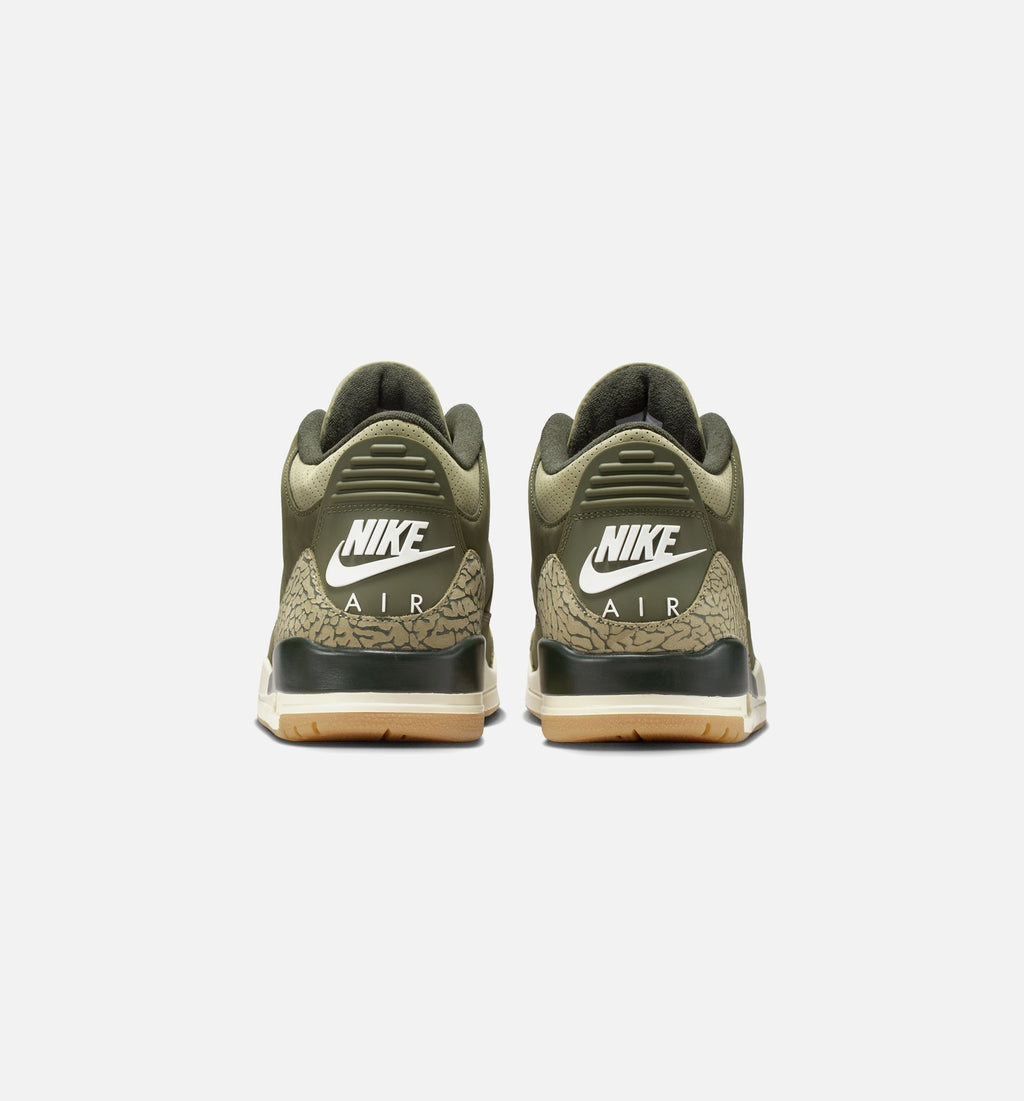 Air Jordan 3 Retro Mens Lifestyle Shoe - Medium Olive/Sequoia/Sail/Deep Red