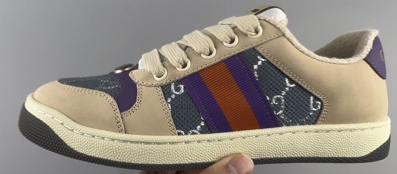 Gucci Beige Monogram Stripe Low-Top Sneakers